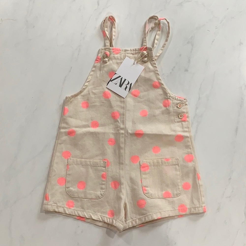 Polka Dot Twill Overall Shorts